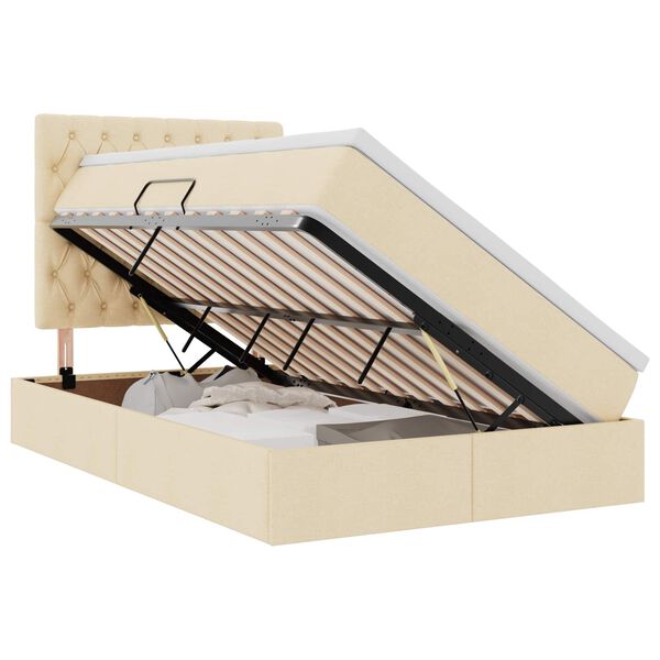 vidaXL Krevet s prostorom za pohranu s LED-om Krema 120 x 200 cm
