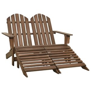vidaXL Vrtni dvosjed Adirondack od jelovine s otomanom smeđi