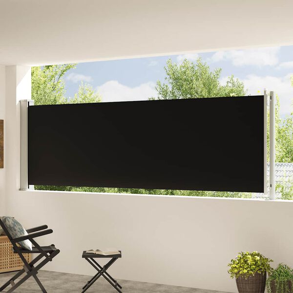 vidaXL Uvlačiva bočna tenda za terasu 117 x 600 cm crna