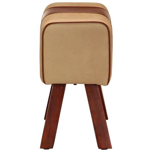 vidaXL Gimnastička klupa smeđa 58 cm prava koža i masivno drvo manga