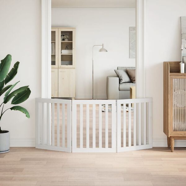 vidaXL Vrata za pse s 3 panela sklopiva bijela 150 cm od drva topole