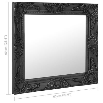 vidaXL Zidno ogledalo u baroknom stilu 60 x 60 cm crno