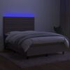 vidaXL Krevet box spring s madracem LED smeđesivi 140x190 cm tkanina