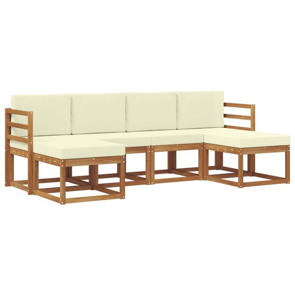vidaXL Set vanjskih sofa 6 pcs Prirodna i krem Konstruirano drvo
