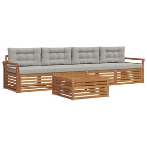 vidaXL Set vanjskih sofa 5 kom. Prirodna i svijetlo siva