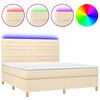 vidaXL Krevet box spring s madracem LED krem 180x200 cm od tkanine