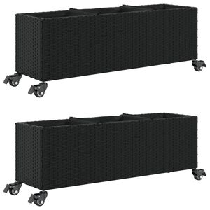 vidaXL Vrtne sadilice s kotačima 2 kom crna 107x32x38 cm poliratan