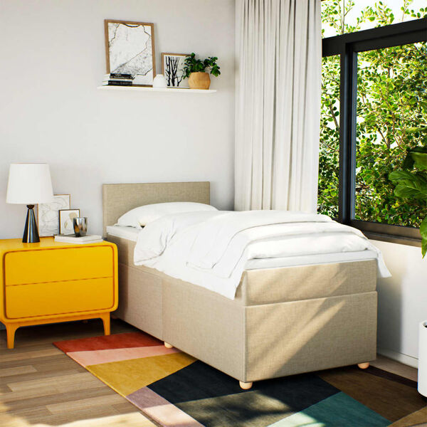 vidaXL Krevet s oprugama i madracem krem 90 x 200 cm od tkanine