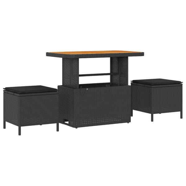 vidaXL Sjedeća garnitura za vrt s jastukom 10 pcs Crna poliratan