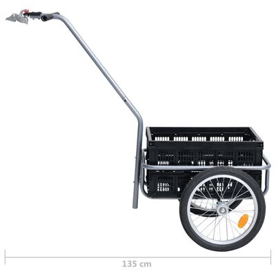 vidaXL Prikolica za bicikl sa sklopivom kutijom od 50 L crna 60 kg