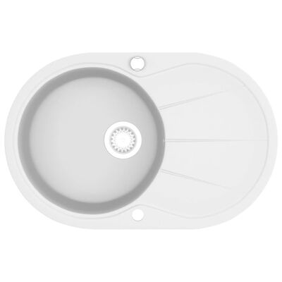 vidaXL Granitni kuhinjski sudoper s jednom kadicom ovalni bijeli