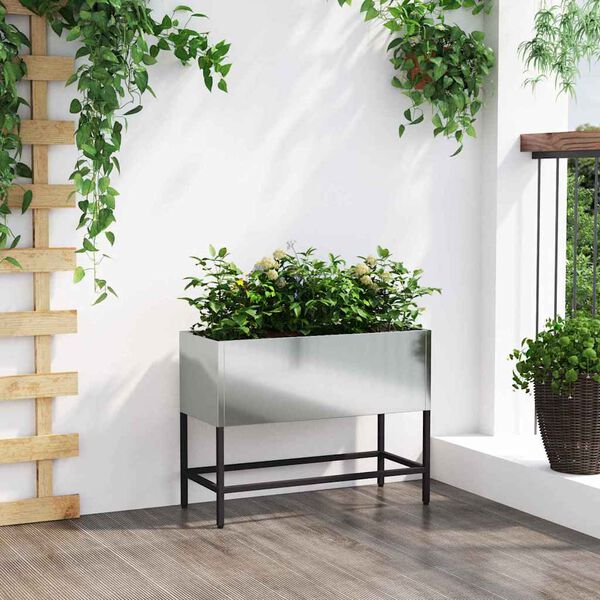 vidaXL Povišeni Vrtni Planter Srebrno 60 x 26 x 45 cm Cinkani čelik