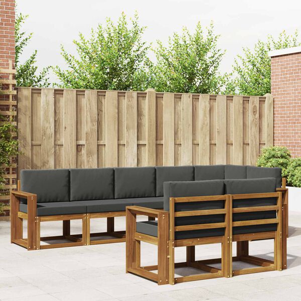 vidaXL Set vanjskih sofa s jastukom 8 pcs Prirodna i antracit