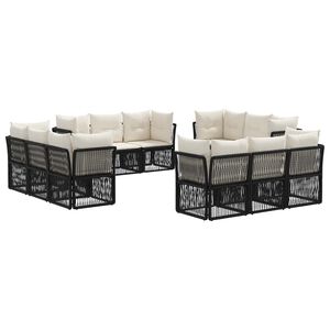 vidaXL Sjedeća garnitura za vrt 12 pcs Crna poliratan