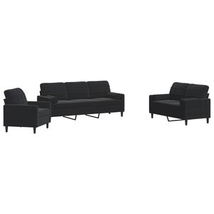 vidaXL 3-dijelni set sofa s jastucima crni bar&scaron;unasti