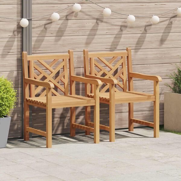 vidaXL Vrtna stolica 2 pcs 60 x 58 x 90 cm Čvrsto teak drvo