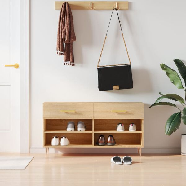 vidaXL Klupa za cipele boja hrasta 102 x 35 x 55 cm konstruirano drvo