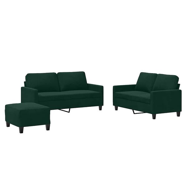 vidaXL 3-dijelni set sofa s jastucima tamnozeleni bar&scaron;unasti