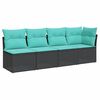 vidaXL Vrtna sofa s jastucima za 4 osobe, crna, poliratan