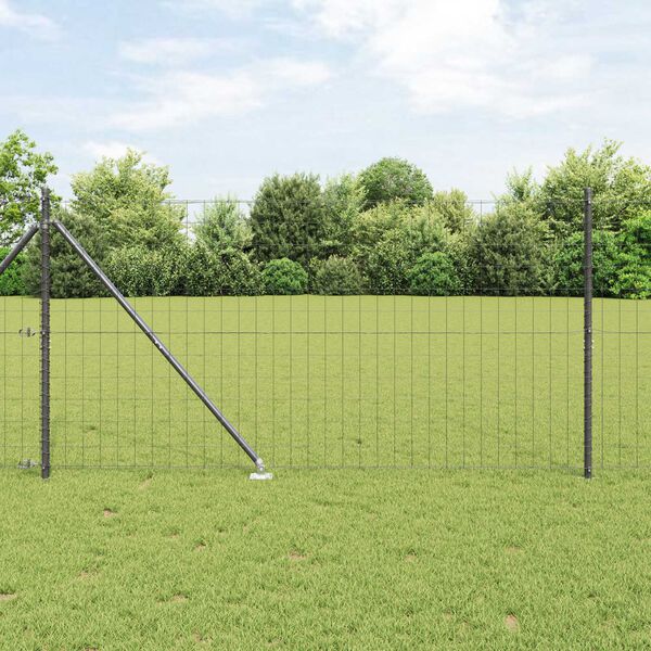 vidaXL Ograda s postovima Siva 1,2 x 10 m Čelik i PVC