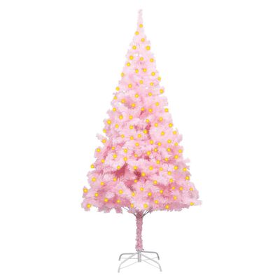 vidaXL Umjetno osvijetljeno božićno drvce sa stalkom rozo 180 cm PVC