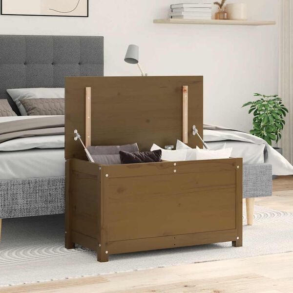 vidaXL Kutija za pohranu boja meda 80x40x45,5 cm od masivne borovine