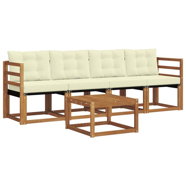 vidaXL Set vanjskih sofa s jastukom 5 pcs Prirodna i krem