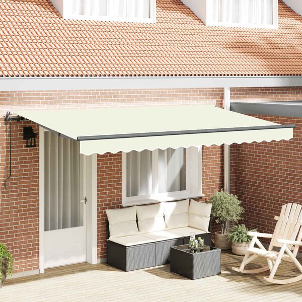 vidaXL Skrovita tenda Krema 350 x 200 cm tkanina