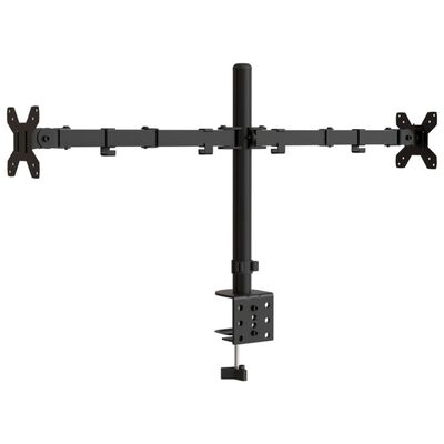 vidaXL Dvostruki nosač za monitor crni čelični VESA 75/100 mm