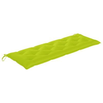 vidaXL Vrtna klupa s jarko zelenim jastukom 150 cm od masivne tikovine