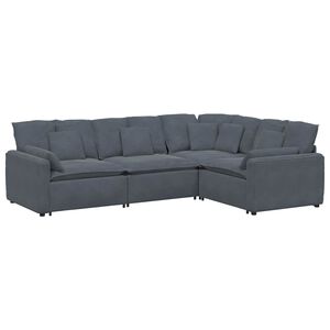 vidaXL Modularna sofa s jastucima, bar&scaron;unasta, tamno siva