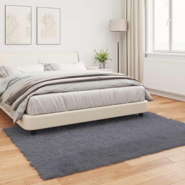 vidaXL Umjetni Tepih od Ovčje Kože Tafalla Antracit 140 x 200 cm