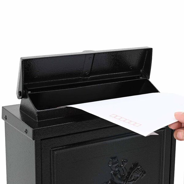 vidaXL Zidni Montirani Poštanski Sanduk s vratima Crna 29 x 13 x 41 cm