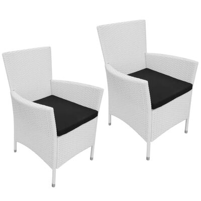 vidaXL Vrtne stolice 2 kom s jastucima poliratan krem bijele