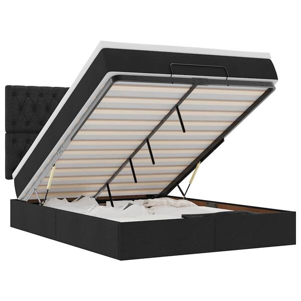 vidaXL Otomanski krevet s madracem crni 140x190cm od tkanine