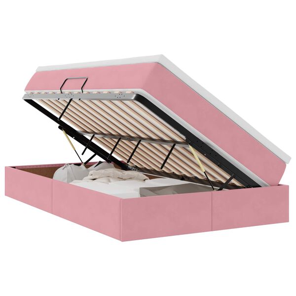 vidaXL Krevet s madracem i skladi&scaron;tem Ružičasta 120 x 200 cm Bar&scaron;un