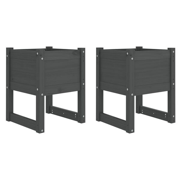 vidaXL Sadilice 2 kom siva 40 x 40 x 52,5 cm od masivne borovine