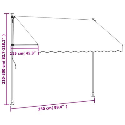 vidaXL Tenda na uvlačenje antracit 250 x 150 cm od tkanine i čelika
