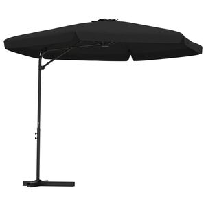 vidaXL Vrtni suncobran s čeličnim stupom 300 cm crni
