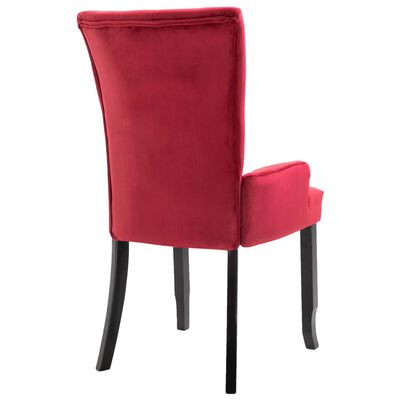 vidaXL Blagovaonska stolica s naslonima za ruke 2 kom crvena baršun