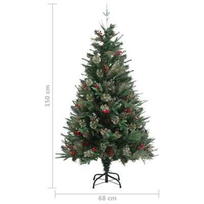 vidaXL Božićno drvce sa šiškama zeleno 150 cm PVC i PE