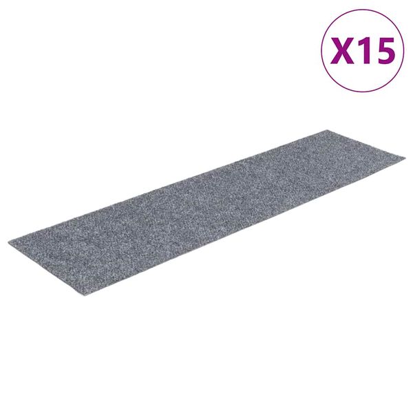 vidaXL Prostirke za stepenice samoljepljive 15 kom 76x20 cm svijetlo sive pravokutne