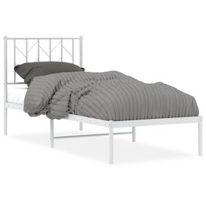 vidaXL Metalni okvir krevet bez madraca s uzglavljem bijeli 75x190 cm