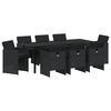 vidaXL Vrtni set za objed s jastukom 9 pcs Crna poliratan