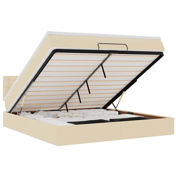 vidaXL Otomanski krevet s madracem krem 160x200 cm od tkanine