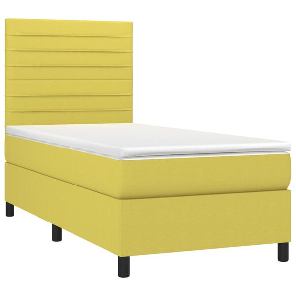 vidaXL Krevet box spring s madracem LED zeleni 90x190 cm od tkanine