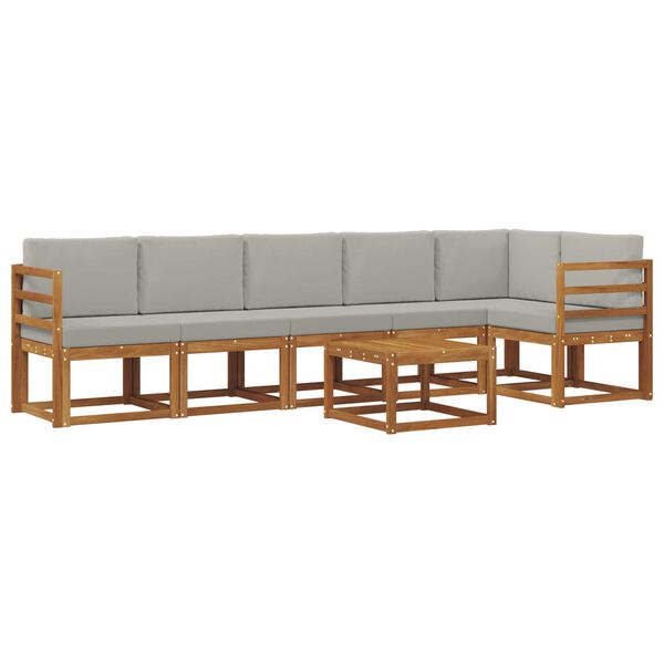 vidaXL Set vanjskih sofa s jastukom 7 pcs Prirodna i svijetlo siva