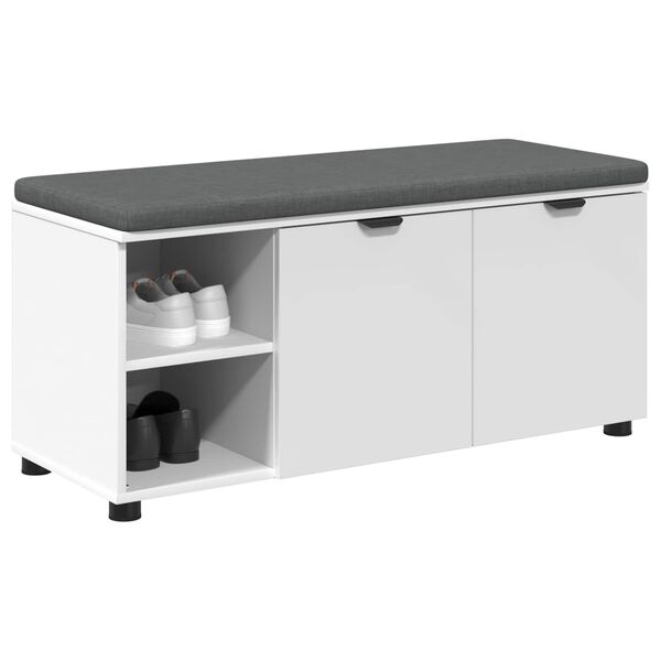 vidaXL Klupa za hodnik s jastukom s policom Bijeli 100 x 38 x 46 cm