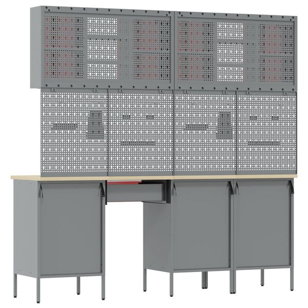 vidaXL Radni stol s ladicama 10 pcs Crna 200 x 55 x 200 cm Čelik