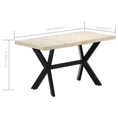 vidaXL Blagovaonski stol od izbijeljenog drva manga 140 x 70 x 75 cm